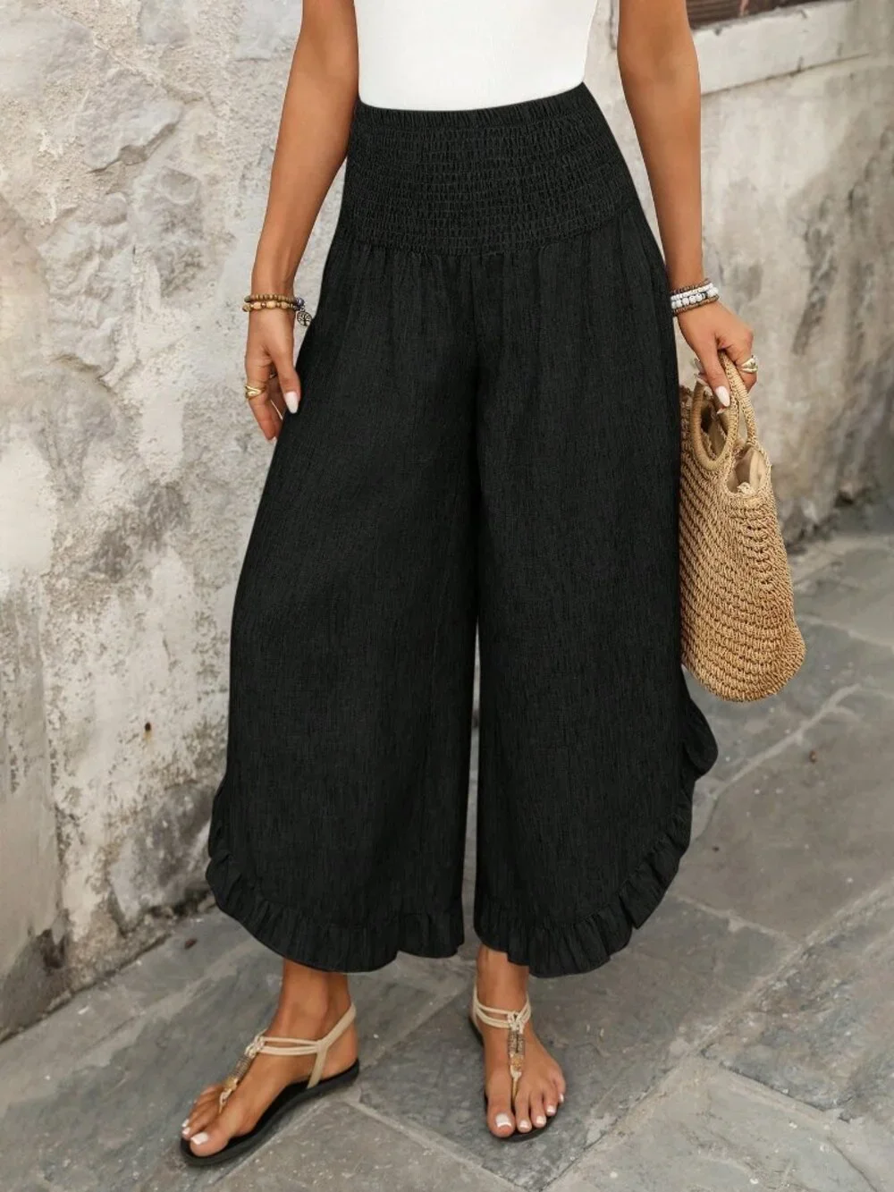 Black Boho Women's Pants